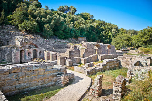 Remains of the ancient Baptistery at Butrint, Albania.