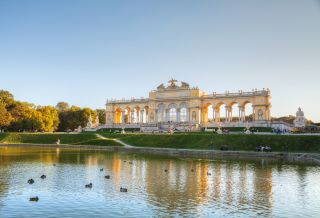 Gloriette Schonbrunn in Vienna at sunset