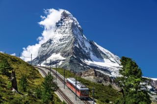 Gornergrat train and Matterhorn. Switzerland