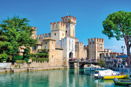 Sirmione, northern Italy. medieval castle Scaliger on lake Garda