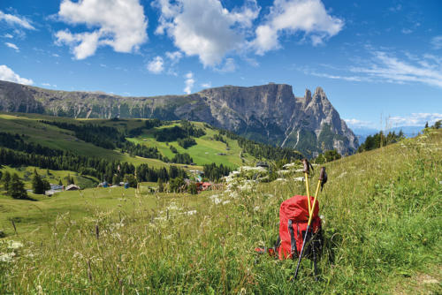 Seiser Alm in Südtirol mit Berg Schlern