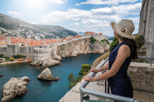 Woman traveller at Dubrovnik Old Town, Croatia